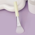 Silicone face mask brush with light yellow handle and flat translucent head for spa - Slanted Tail Style D / Yellow