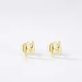Elegant S925 sterling silver mini lightning bolt stud earrings with a shiny gold finish - Flash Style (RHE594G)