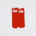 Red Christmas crew socks featuring cute cartoon Santa Claus with 3D ears detail - One Size / Red Santa Claus