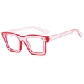 Vierkante blauwlichtfilterbril in dubbellaags rood en transparant roze hars - Rood Frame