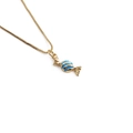 Collana in rame placcato oro con ciondolo a lecca-lecca a strisce blu su catena fine - Blu