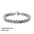 5mm box chain bracelet made of 100% polished stainless steel with lobster clasp closure - 18cm / Style 1-5mm Box Chain