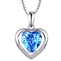 Elegant silver heart necklace featuring a brilliant blue gemstone and pavé zircon accents - Blue Diamond Xl-84 [comes With Box And Chain]