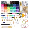 Detailed view of DIY bead kit including colorful clay discs, metal charms, and tools - 29 Grids Clay Beads Set