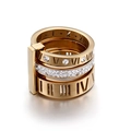 Layered gold Roman numeral ring with sparkling white crystals in a stackable design - Size 7 / Roman Numeral 4-Layer Style(KR44203-K) / Gold
