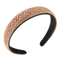 Sparkling champagne gold rhinestone wide headband with a luxurious shiny finish for women - Champagne