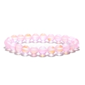 Bracciale elastico con perle di pietra di luna rosa 8mm ed effetto vetro cangiante - Rosa