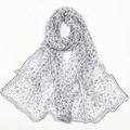 Élégante écharpe en georgette à fleurs en mousseline grise sur un fond blanc pur - 160*50CM / XQ488-2# Gris