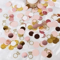 Detailansicht von rosa, gold und weißem Konfetti in Kreis- und Diamantringformen - Diamantring + Gold/Roségold/Hellrosa/Weiße Kreise (100pcs)