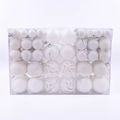 100-pack white Christmas ball ornaments set with matte glitter and hollow patterns - White