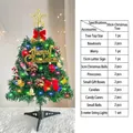 Mini árbol de Navidad 50cm con lazos de terciopelo rojo y luces LED en trípode - Versión 50cm Luz Multicolor