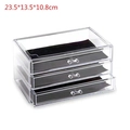 Three-layer clear acrylic jewelry organizer with black velvet pads, 23.5x13.5x10.8cm - 3 Drawers / Clear