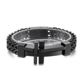 Pulsera para hombre de acero inoxidable negro mate con textura plateada y cruz - Negro Superficie Arenada (KB162802-KFC)