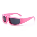 Occhiali da sole punk Y2K rosa con lenti grigio scuro e montatura sportiva futuristica - Montatura Rosa Lente Grigia