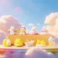 Cute bunny figurine series set including eight base styles and one hidden model - M437 Cloud Rabbit Box 8 / Full Box Set