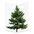 Detail of bohemian green pine tree tapestry on a white fabric background for home decor - Simple Realistic Pine-ZJ722-2