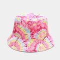 Λεπτομερής υφή υφάσματος από tie-dye καπέλο σε ροζ, κίτρινο και γαλάζιο χρώμα - M (56-58cm) / Χρώμα 6