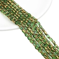 Emerald green oval crystal beads with golden coating for DIY jewelry making - Approx 25pcs/Strand / 4x6MM / Transparent Green