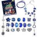 Christmas DIY jewelry gift set with blue beads and charms on a festive background - Blue SDT064
