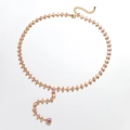 Collier plaqué or 18K avec cristaux roses taille marquise et pendentif frange en Y - Marquise Rose en Forme de Y (Base Or)