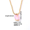 Collana a catena dorata con ciondolo rettangolare in cristallo rosa da 2,5 cm - Oro Rosa