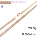 Minimalist 500x4mm flat snake chain necklace in elegant rose gold finish - Rose Gold 4mm Width 500mm Length(KN203531-Z)