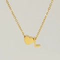 Collier minimaliste en plaqué or 18K avec pendentif cœur et lettre L - Lettre L(L) / Or