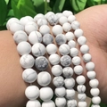 Handcrafted white turquoise round beads bracelet with natural grey veined texture - Frosted White Pine / 4mm/1 Piece Approximately 90 Pieces/10g