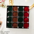 16-pack flocked Christmas balls in dark green, brown, and red for tree decoration - 6cm [16 Pack] Flocked Balls / Green Brown Red