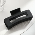 Matte black rectangular hollow hair claw clip for women in minimalist design - 10.5cm Black