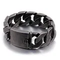 Retro 26mm chunky stainless steel Cuban link bracelet for men in antique silver finish - Retro Black (KB76208-BD)