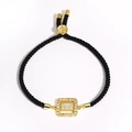 Bracelet en corde noire tressée avec cadre doré carré en zircon et breloque de paix - Pendentif Signe De Paix (Style 23)