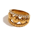 Dreilagiger Strass Perlen Gedrehter Ring-Gold-US 6