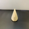 Cone-shaped cream velvet jewelry stand with gold metal base for ring or necklace display - Cream Cone Ring Holder