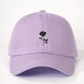 Lavender cotton baseball cap with black rose print, classic outdoor sun protection hat - One Size / Light Purple