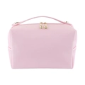 Beauty case rosa in pelle Saffiano con cerniera dorata e manico superiore - Grande Stile Borsa / Rosa