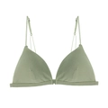 Light green ribbed triangle bralette with thin shoulder straps and seamless finish - S (Fit 70ABC) / Avocado Green