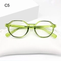 Irregular candy colored anti blue light glasses in light green with a soft pouch - Green