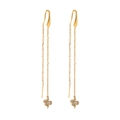 Dettaglio orecchini a serpente dorati con nappe in zircone in stile vintage francese - Filo per Orecchio con Nappa a Serpente Zirconia (TE6411)