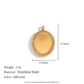 Oval 18K gold-plated stainless steel pendant base 16.4mm by 12.0mm for jewelry - Oval Mirror Pendant
