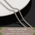 Chaîne à perles carrées en acier inoxydable argenté 3,5mm pour bijoux DIY 1 mètre - Chaîne Perle Carrée 3,5mm 1m