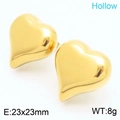 Orecchini a cuore cavo placcati oro 18K, dimensioni 23x23mm, stile leggero di 8g moda - Orecchini a Cuore d'Oro (KE115677-KFC)