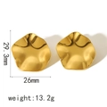 18K vergoldete Edelstahl-Ohrringe in Blumenform mit faltiger Oberflächenstruktur - Wellenförmiges Fünf-Blatt-Blumen-Stil Gold (TE6493-G)