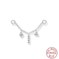 Macro detail of S925 sterling silver drop earring with chain and bead decoration - Style 6-Silver Multiform Bead Pendant Chain Single