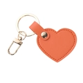 Llavero de corazón en cuero naranja con grabado de lichi y herrajes dorados - Rojo Anaranjado