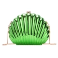 Mini emerald green shell-shaped acrylic bag with elegant golden chain strap and clasp - Green