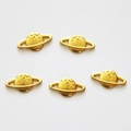 Detailed view of five golden planet charms for DIY jewelry making on white background - Gold Universe Planet Charms (5pcs/Pack)