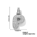 Collana in rame argento con pendente lettera P intarsiato con zirconi cubici - Pendaglio argento lettera P