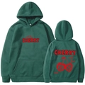 Sweat à capuche vert foncé avec imprimé cerise, cordon et motif graphique au dos - Vert Foncé