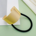 Golden metallic textured hair tie cuff with black elastic rope for ponytail styling - Style 17 (Gold 3D Textured)